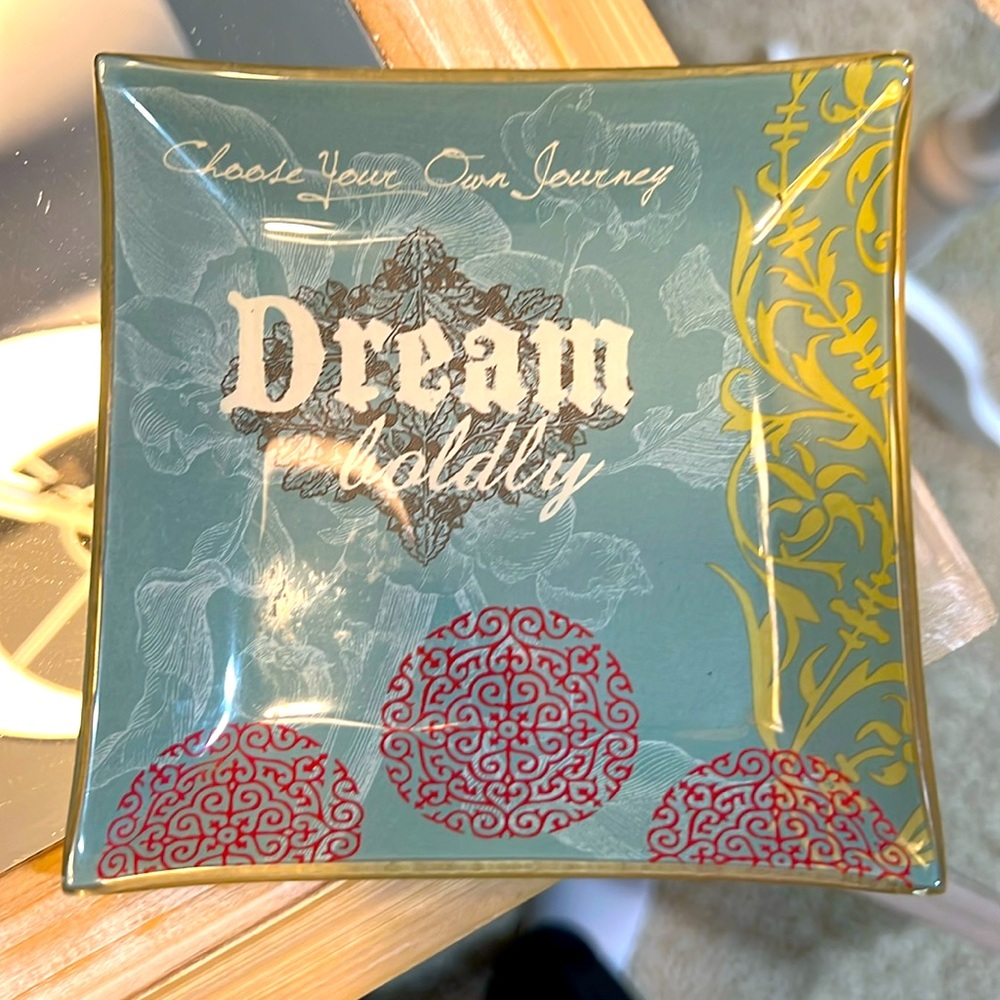 5/$15 - Dream Boldly Painted Glass Trinket Dish
